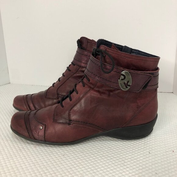 DORKING by Fluchos Agata Red Leather Ankle Booties Size 38 (7.5) - Picture 6 of 14